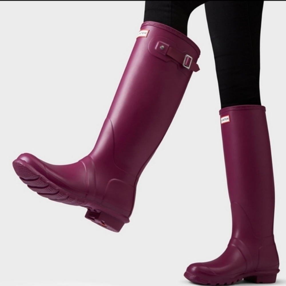 😍HUNTER! Matte Rain boots wellies maroon 9! RARE!